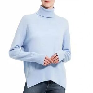 Theory Sz P Karenia Turtleneck Cashmere Sweater in Blue Dahlia